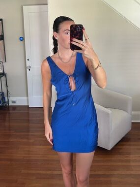 Princess Polly Royal Blue Tie-Front satin Mini Dress